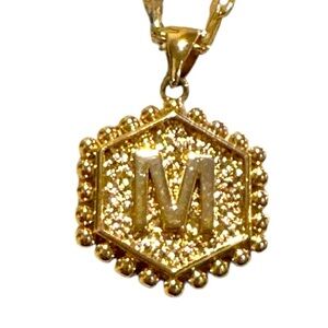 Gold tone "M" Initial Necklace & Choker.